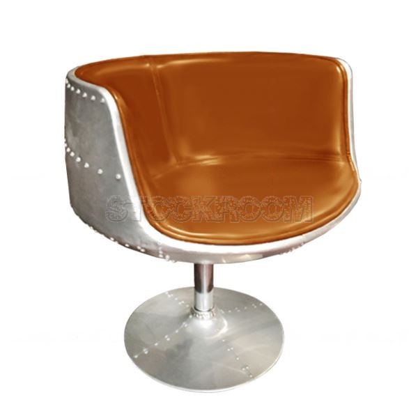 Earhart Aviator Leather Swivel Armchair