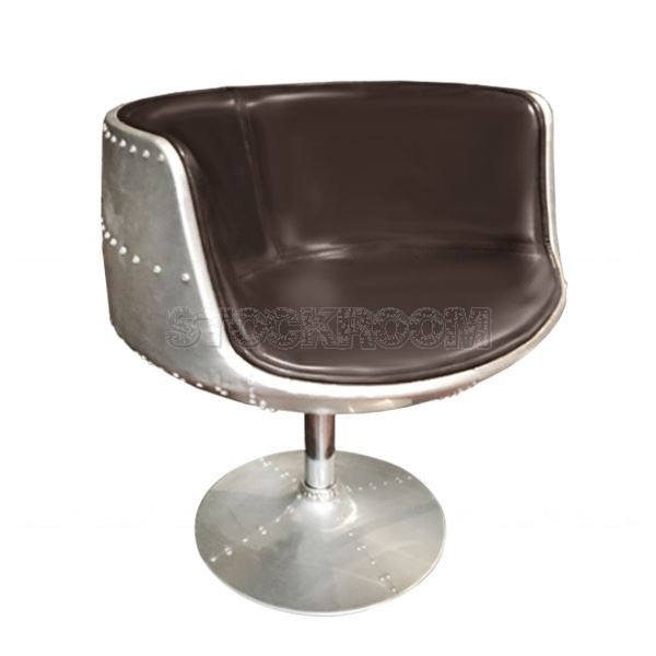 Earhart Aviator Leather Swivel Armchair