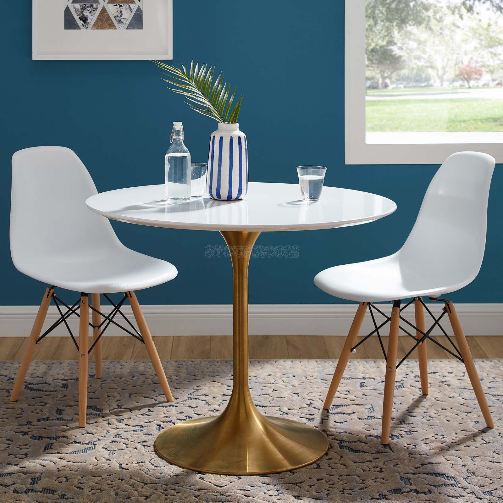 Eero Saarinen Tulip Style Dining Table With Brass Base