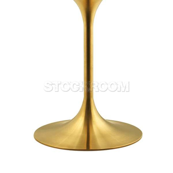 Eero Saarinen Tulip Style Dining Table with Brass Base - Marble