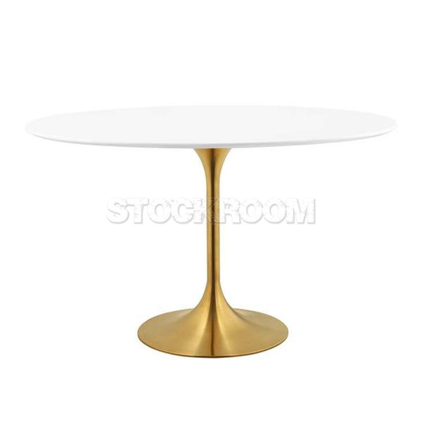 Eero Saarinen Tulip Style Mini Oval Dining Table with Brass Base
