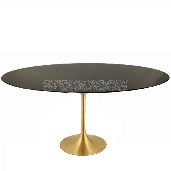 Eero Saarinen Tulip Style Oval Dining Table With Brass Base