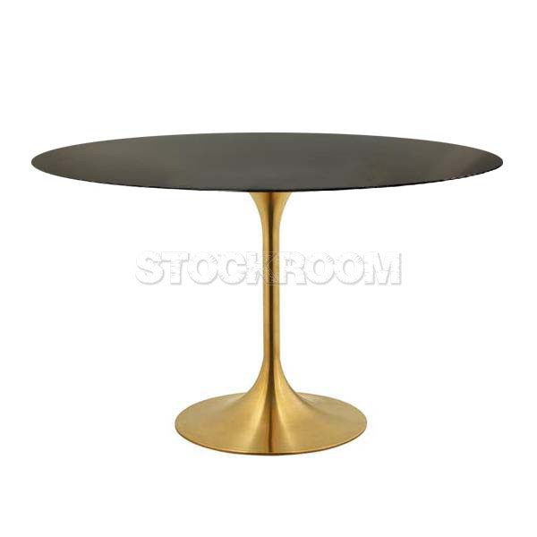 Eero Saarinen Tulip Style Mini Oval Dining Table with Brass Base