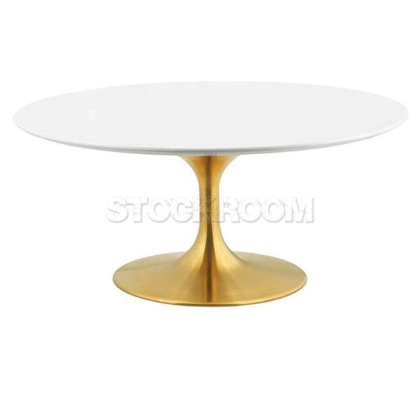 Eero Saarinen Tulip Style Round Coffee Table With Brass Base