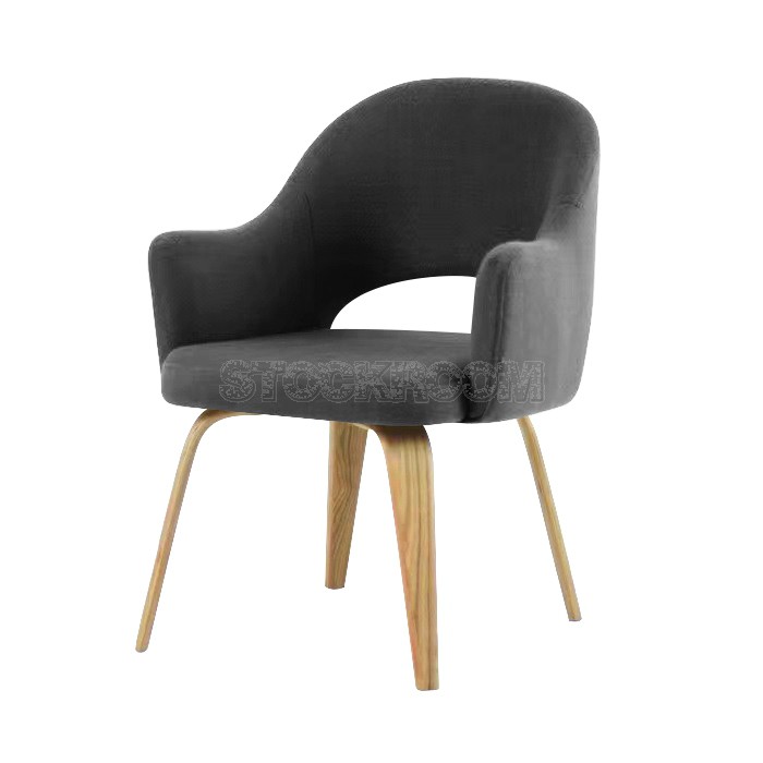 Eero Saarinen Style Executive Fabric ArmChair With Wooden Leg Dining Chair