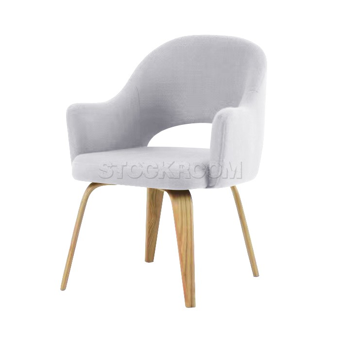 Eero Saarinen Style Executive Fabric ArmChair With Wooden Leg Dining Chair