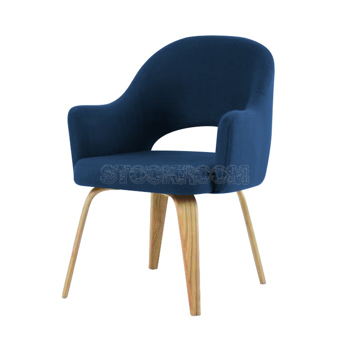 Eero Saarinen Style Executive Fabric ArmChair With Wooden Leg Dining Chair
