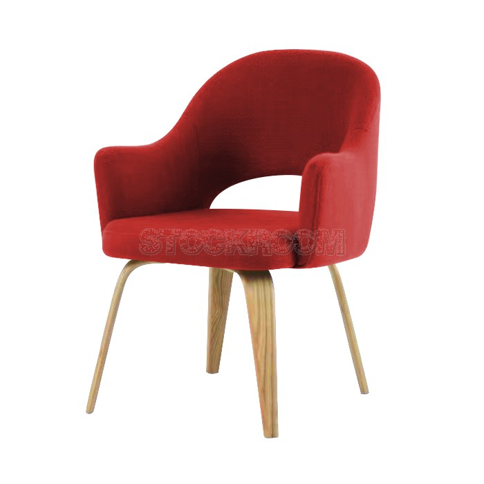 Eero Saarinen Style Executive Fabric ArmChair With Wooden Leg Dining Chair