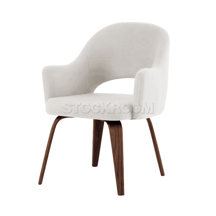 Eero Saarinen Style Executive Fabric ArmChair With Wooden Leg Dining Chair