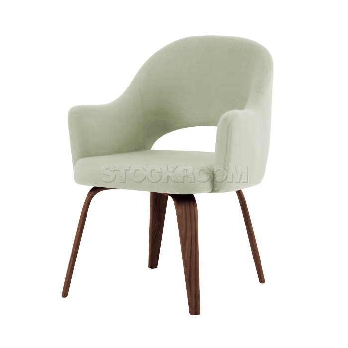 Eero Saarinen Style Executive Fabric ArmChair With Wooden Leg Dining Chair