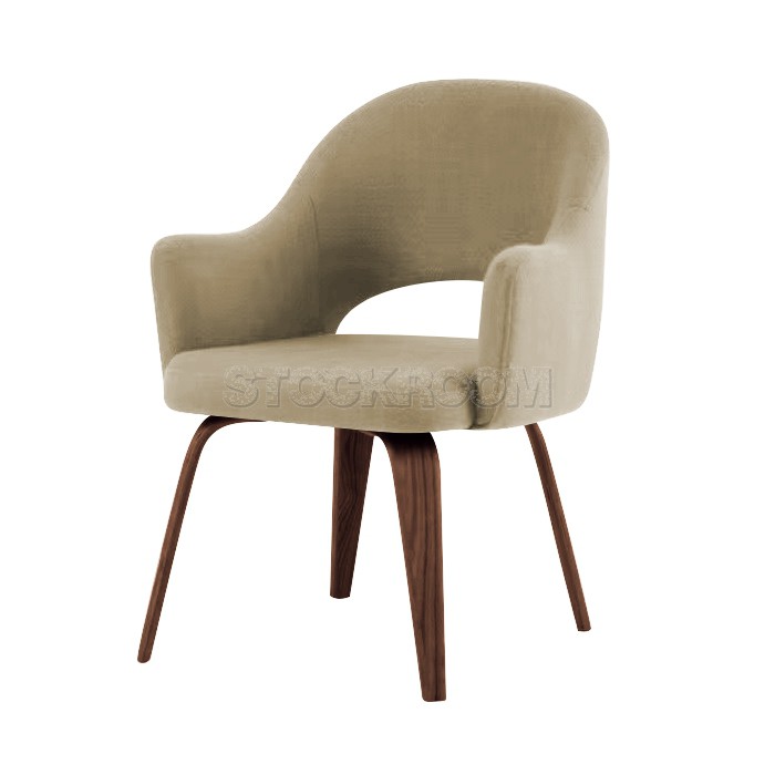 Eero Saarinen Style Executive Fabric ArmChair With Wooden Leg Dining Chair