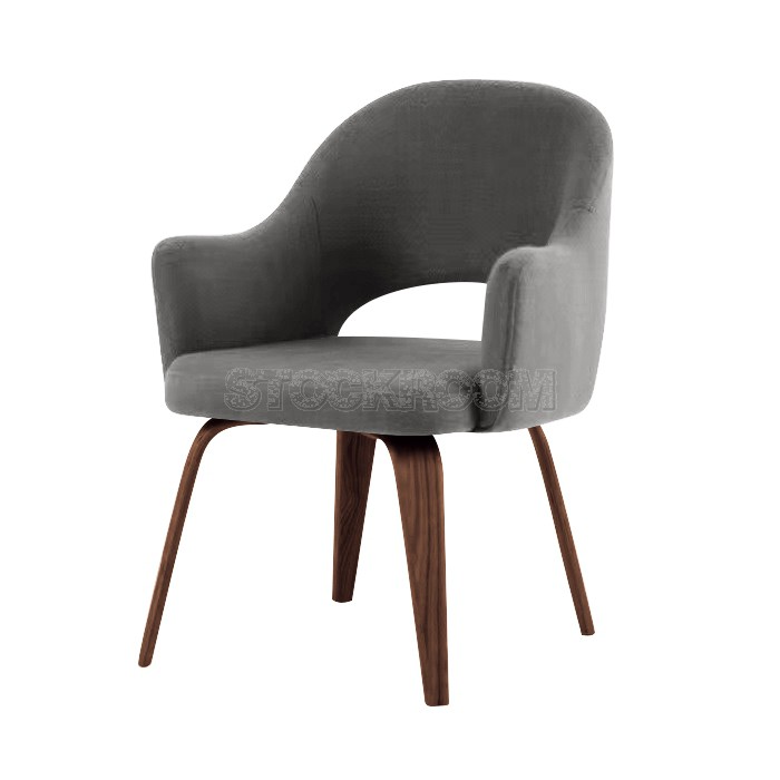 Eero Saarinen Style Executive Fabric ArmChair With Wooden Leg Dining Chair