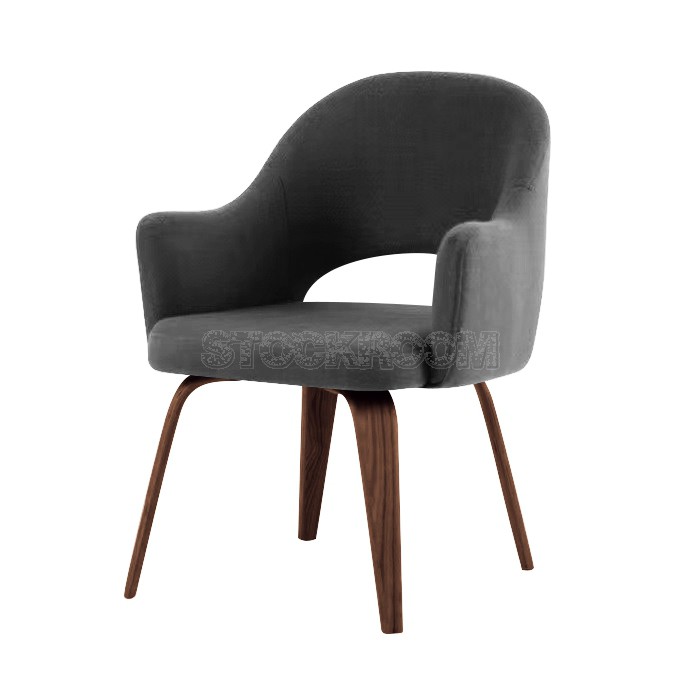 Eero Saarinen Style Executive Fabric ArmChair With Wooden Leg Dining Chair