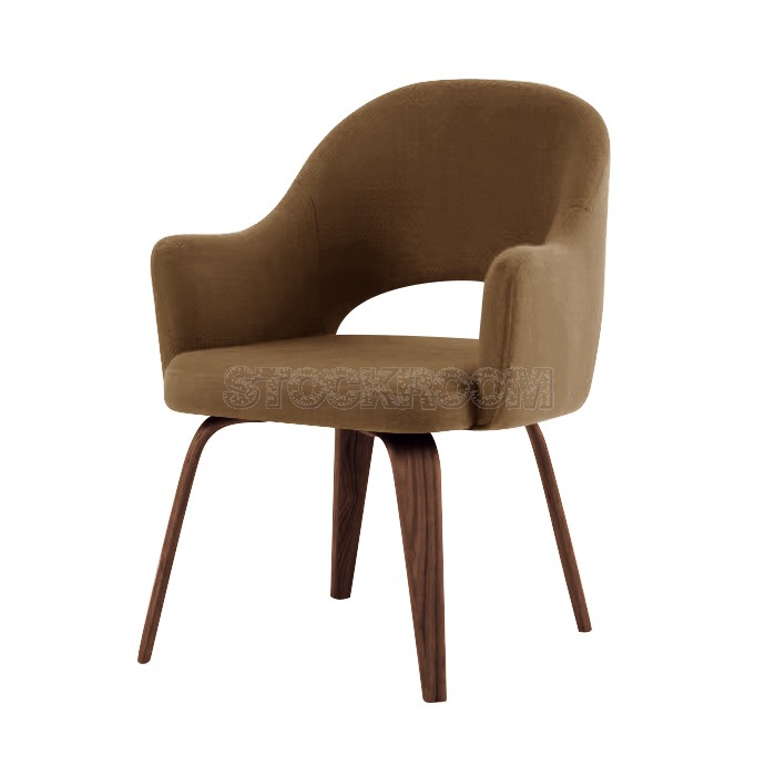 Eero Saarinen Style Executive Fabric ArmChair With Wooden Leg Dining Chair