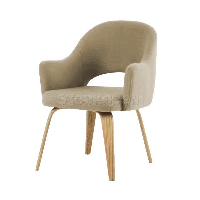 Eero Saarinen Style Executive Fabric ArmChair With Wooden Leg Dining Chair