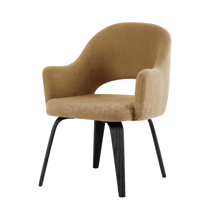 Eero Saarinen Style Executive Fabric ArmChair With Wooden Leg Dining Chair