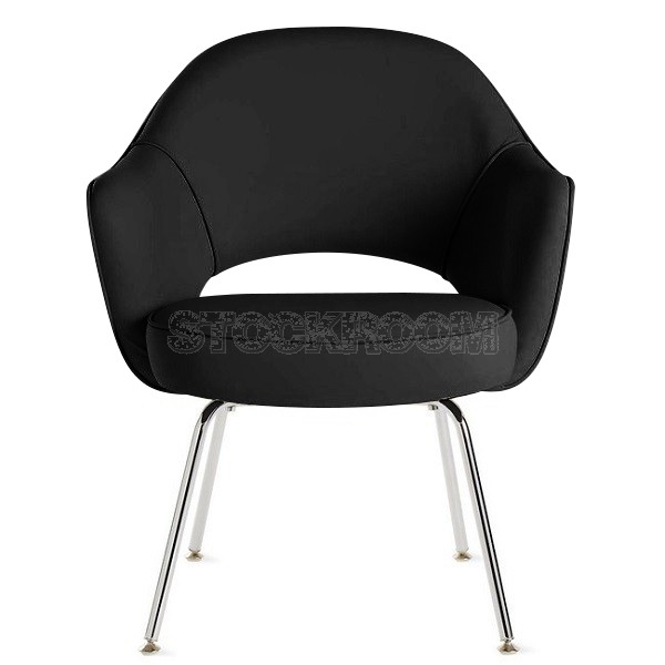 Eero Saarinen Style Executive Leather Armchair With Metal Leg