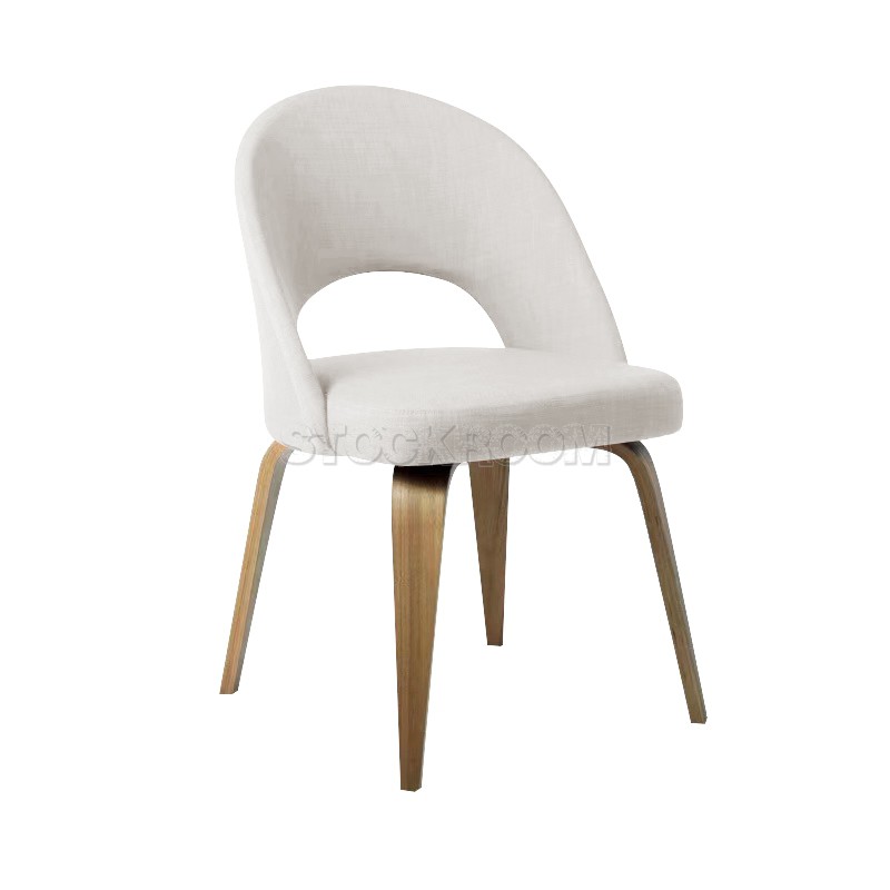 Eero Saarinen Style Executive With Wooden Leg Fabric Dining Chair