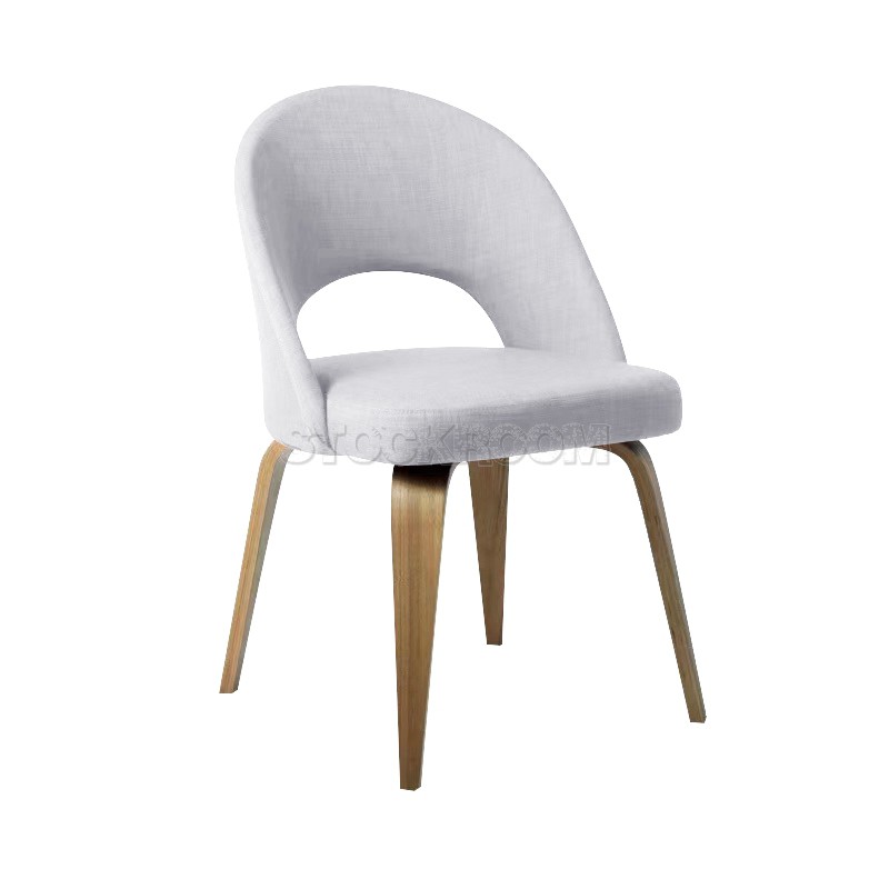 Eero Saarinen Style Executive With Wooden Leg Fabric Dining Chair