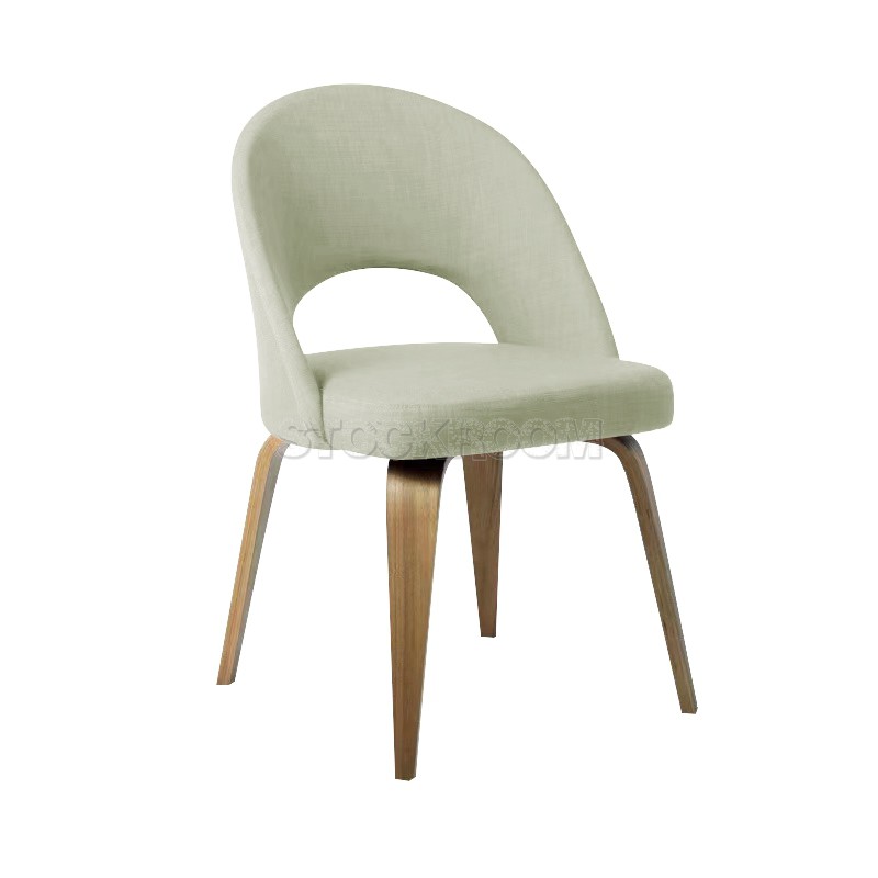 Eero Saarinen Style Executive With Wooden Leg Fabric Dining Chair