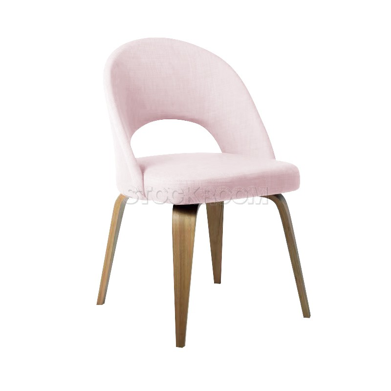 Eero Saarinen Style Executive With Wooden Leg Fabric Dining Chair