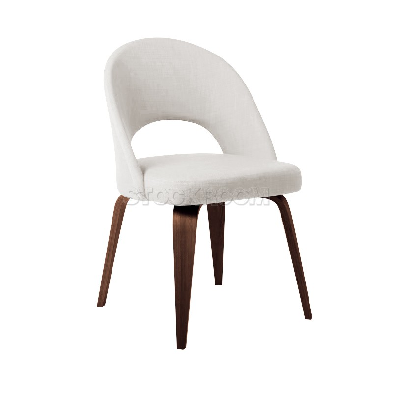 Eero Saarinen Style Executive With Wooden Leg Fabric Dining Chair