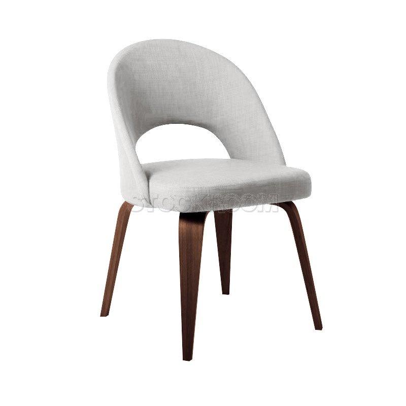 Eero Saarinen Style Executive With Wooden Leg Fabric Dining Chair