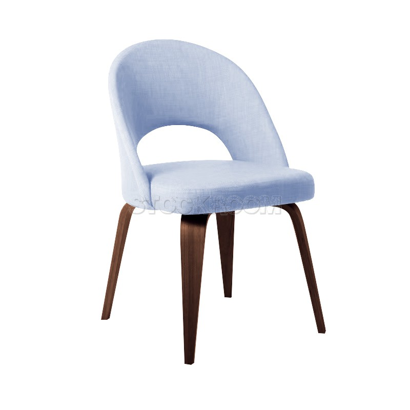 Eero Saarinen Style Executive With Wooden Leg Fabric Dining Chair