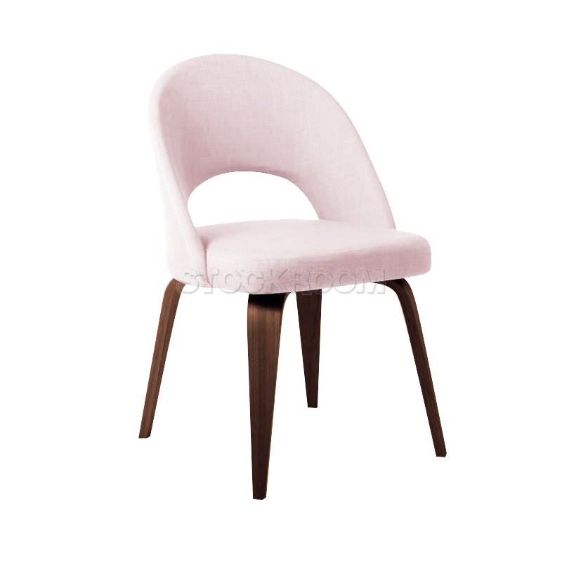 Eero Saarinen Style Executive With Wooden Leg Fabric Dining Chair