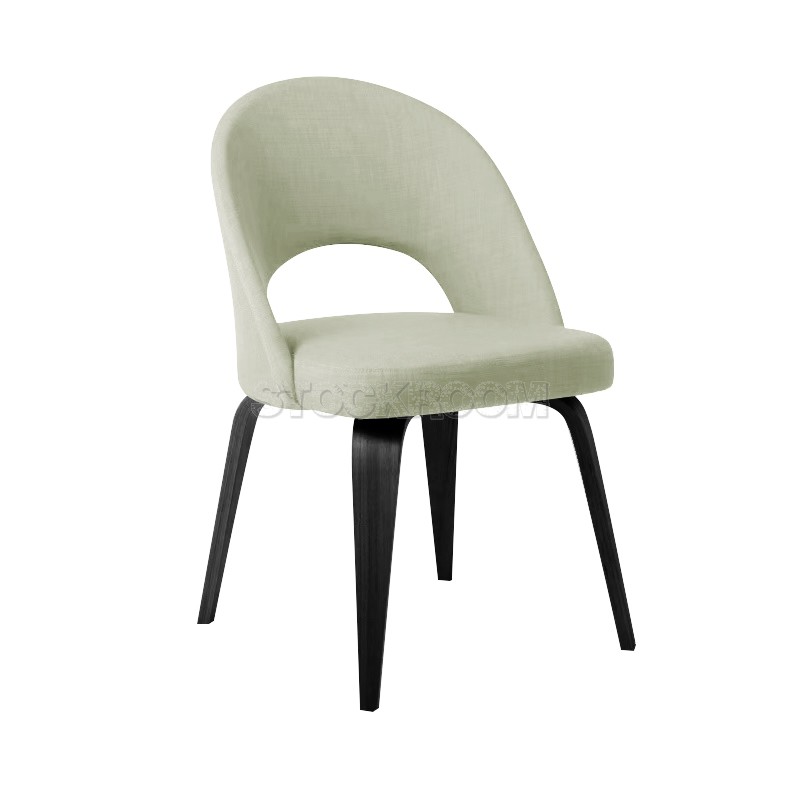 Eero Saarinen Style Executive With Wooden Leg Fabric Dining Chair