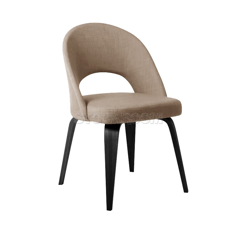 Eero Saarinen Style Executive With Wooden Leg Fabric Dining Chair