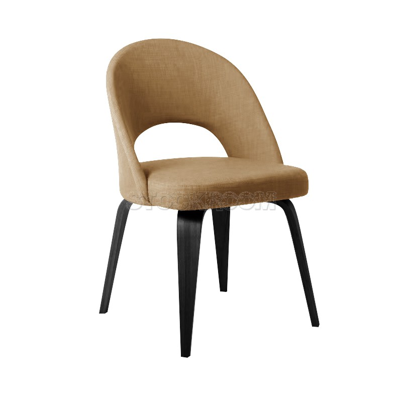 Eero Saarinen Style Executive With Wooden Leg Fabric Dining Chair