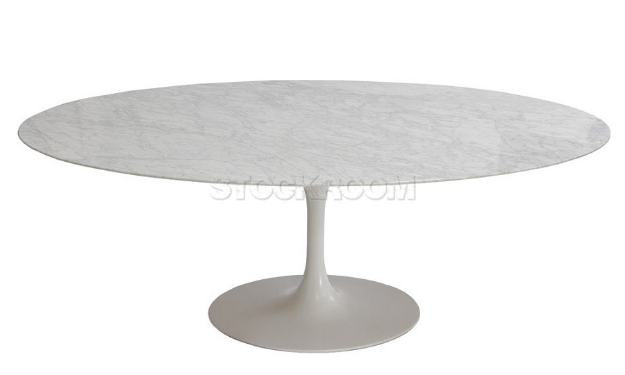 Eero Saarinen Tulip Style Oval Dining Table - Marble