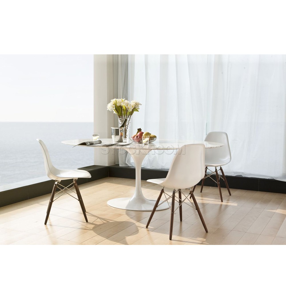 Eero Saarinen Tulip Style Oval Dining Table - Marble