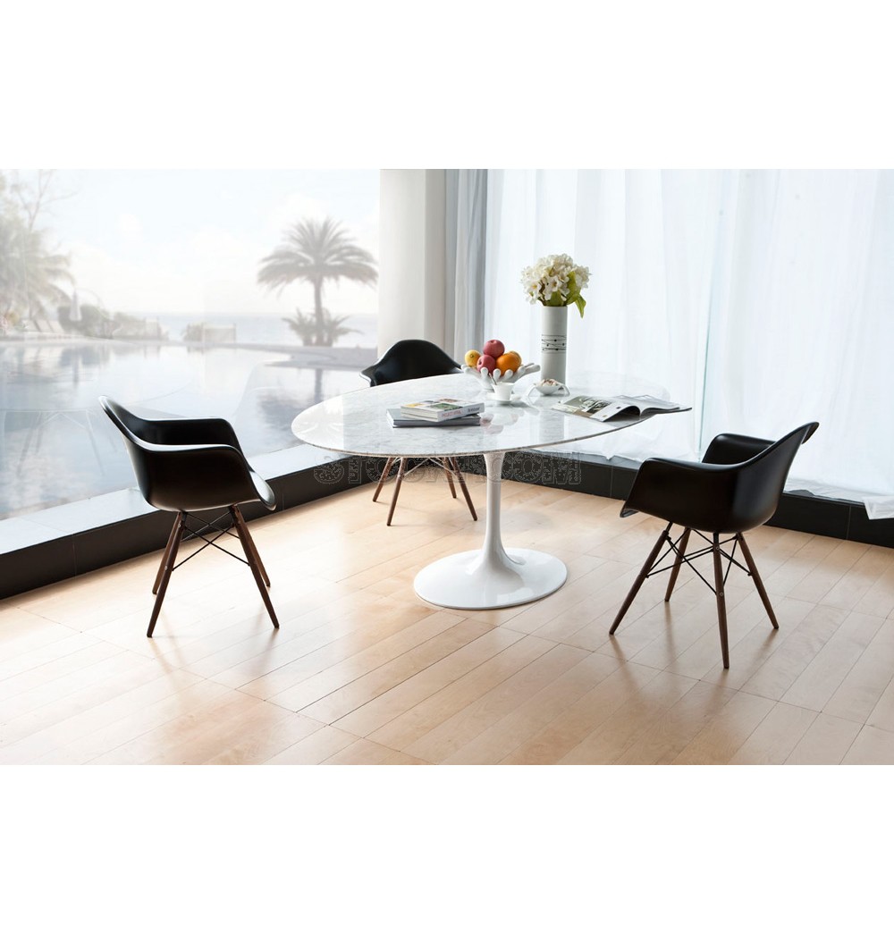 Eero Saarinen Tulip Style Oval Dining Table - Marble