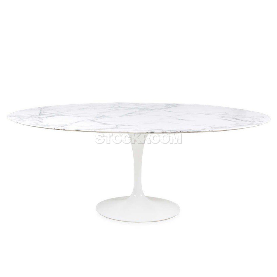 Eero Saarinen Tulip Style Oval Dining Table - Marble