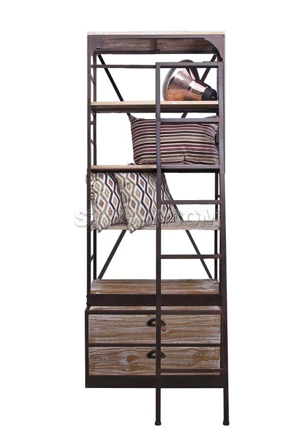 Eiffel Industrial Slim Bookshelf - Low (with ladder)