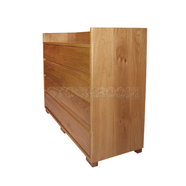 Eitan Solid Oak Wood 8 Drawers Cabinet