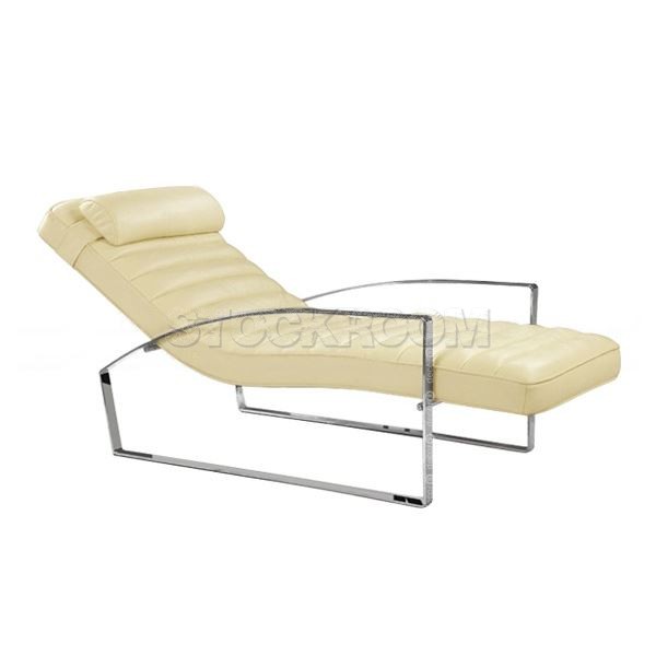 Ercole Leather Chaise Lounge Chair with Steel Frame