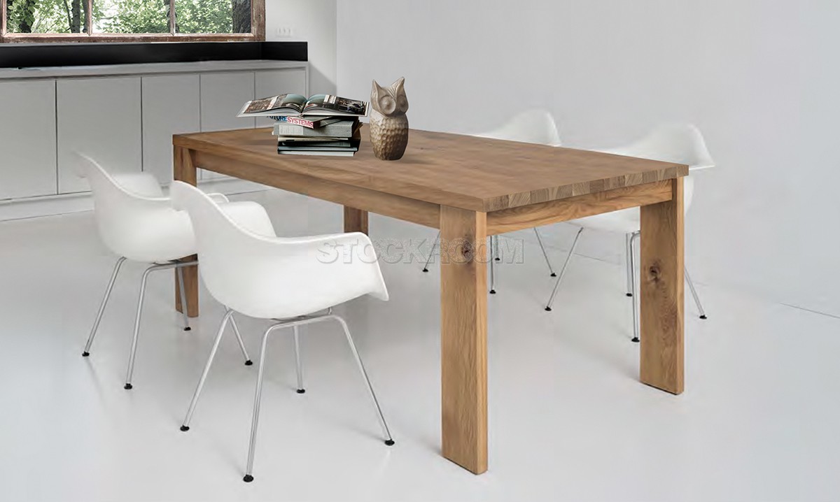 Escaso Solid Oak Wood Slim Dining Table