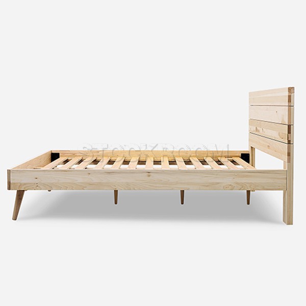 Esilee Solid Oak Wood Bed Frame with Bedide Table