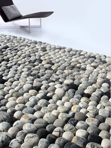 Felted Wool Pebble Rug - Grey