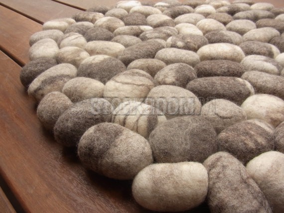 Felted Wool Pebble Rug - Grey