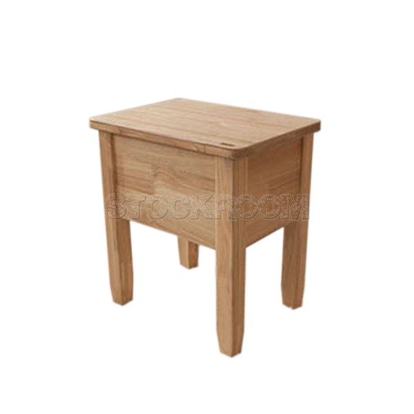Ferdy Solid Ash Wood Table and Storage Stool Set