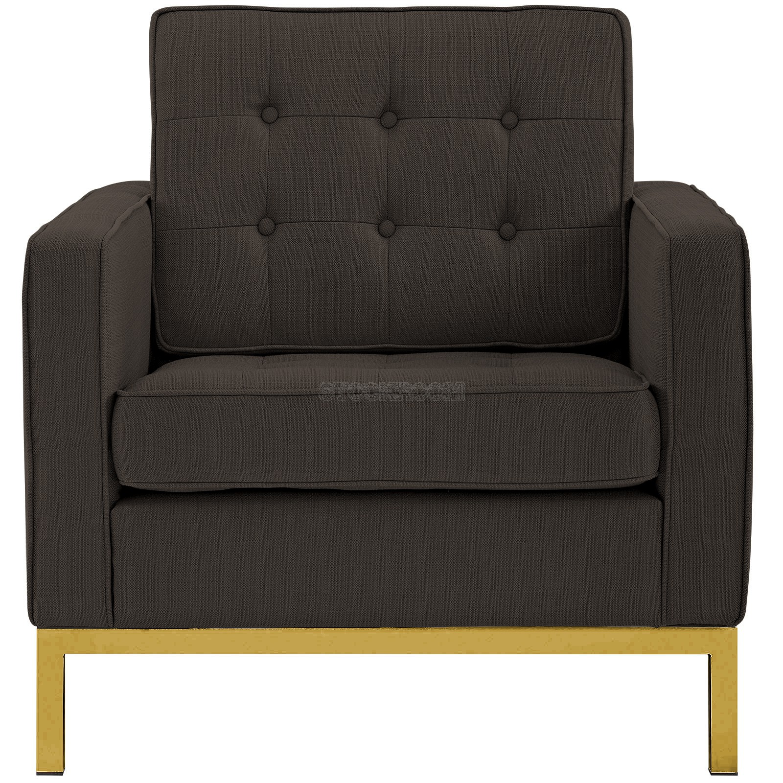 Florence Knoll Style Armchair Brass Base