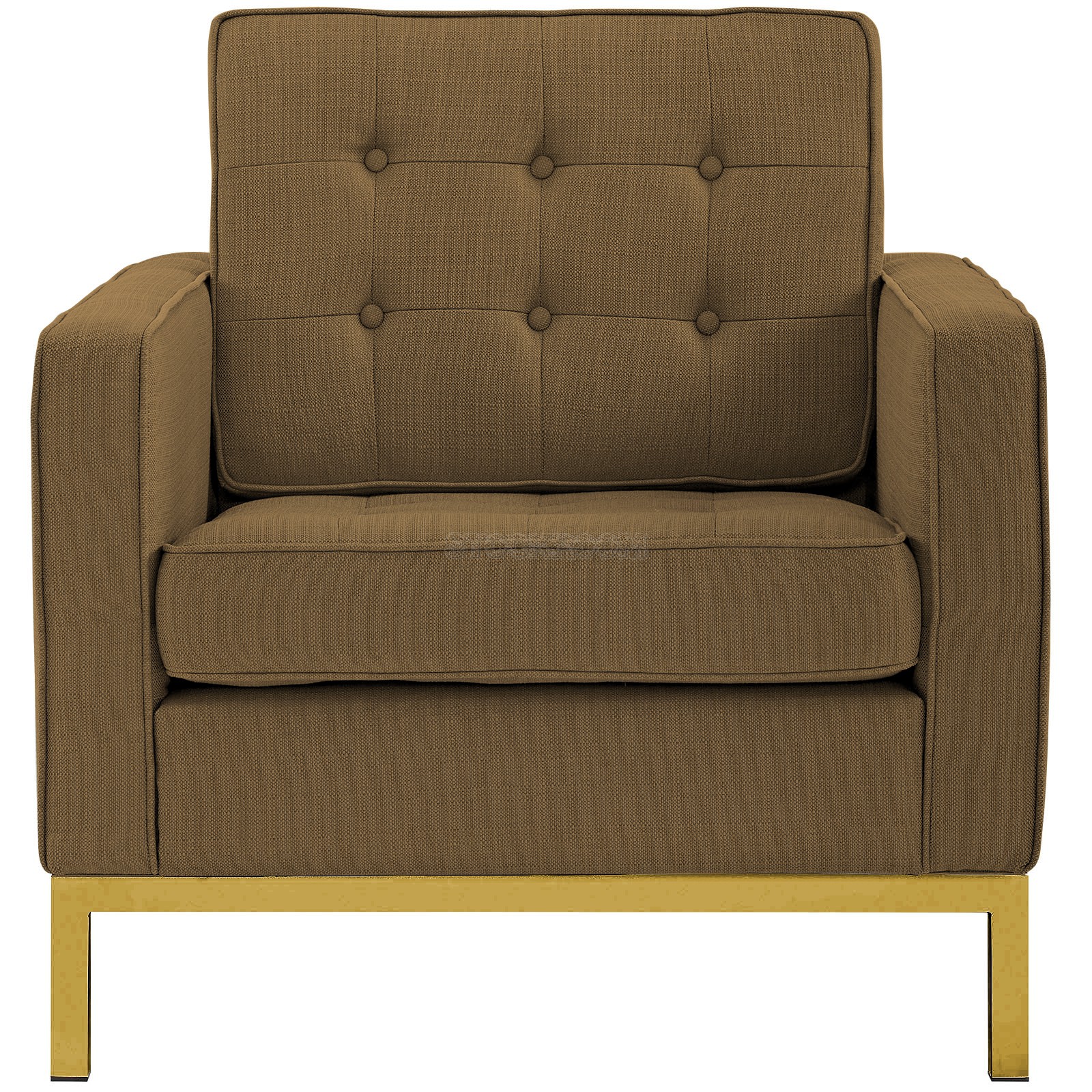 Florence Knoll Style Armchair Brass Base