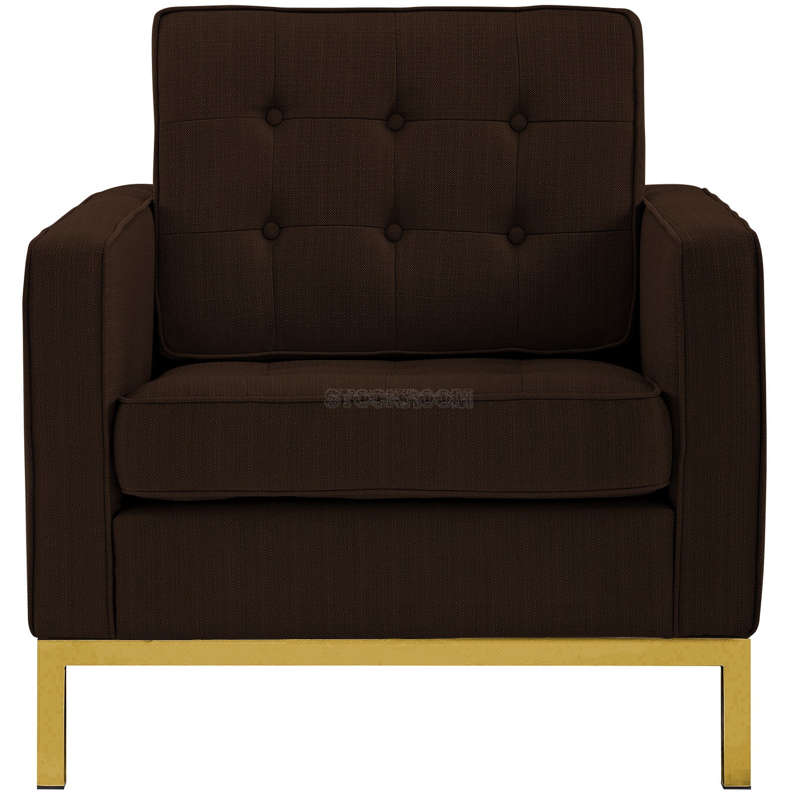 Florence Knoll Style Armchair Brass Base