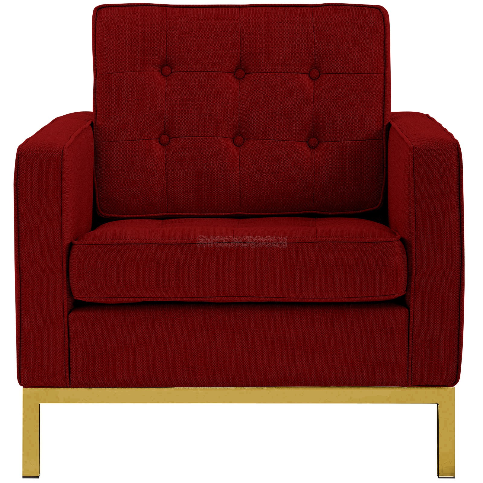 Florence Knoll Style Armchair Brass Base