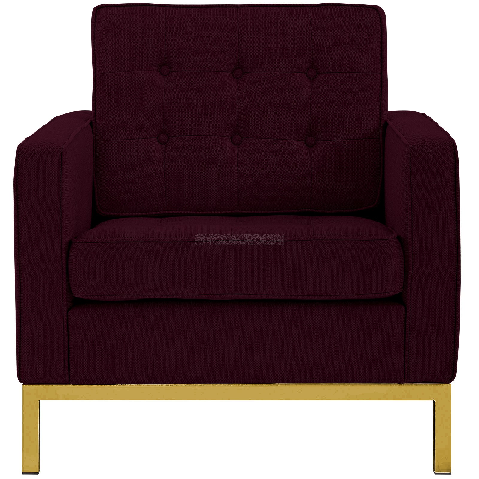 Florence Knoll Style Armchair Brass Base