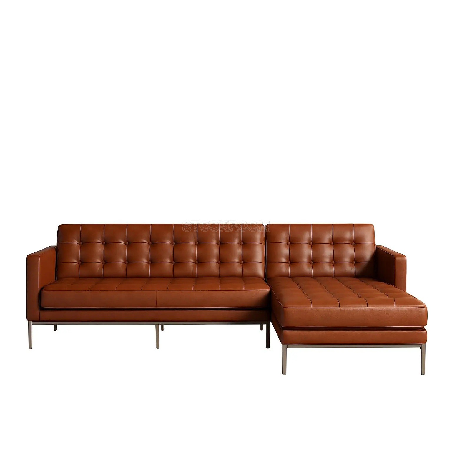 Florence Knoll Style Leather Sofa - L Shape